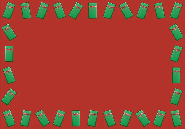 Cornice rettangolare con scatole regalo di Natale verdi — Vettoriale Stock