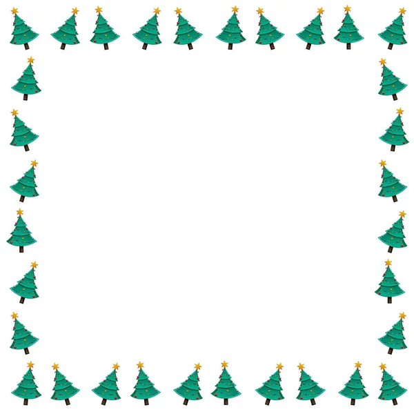 Un cadre carré composé d'arbres de Noël — Image vectorielle