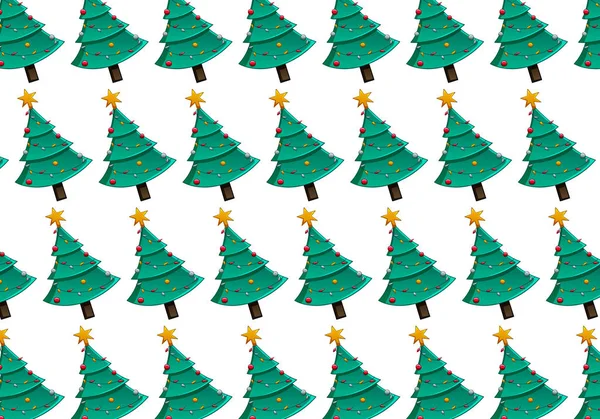 흰색 배경에 크리스마스 트리의 단일 패턴 — 스톡 벡터