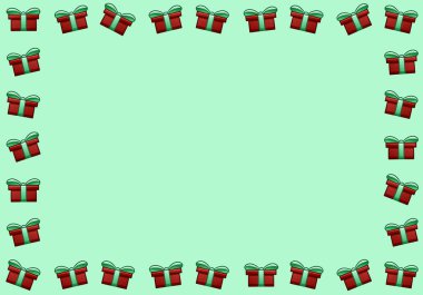 Kırmızı hediye kutuları ile dikdörtgen yatay çerçeve