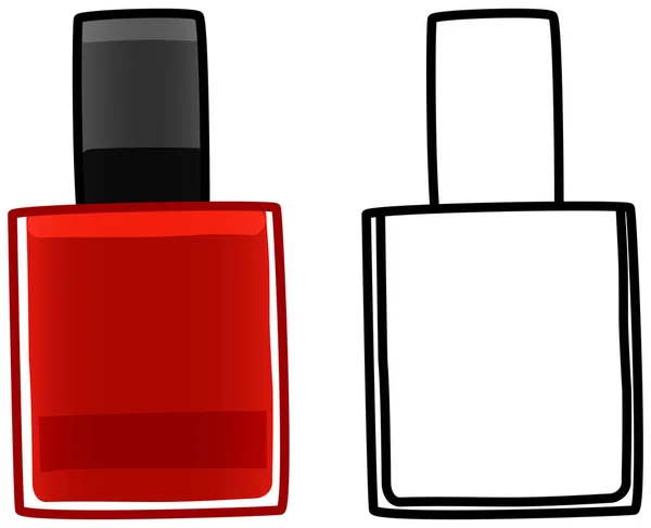 Esmalte de uñas rojo en versiones de color y línea — Vector de stock