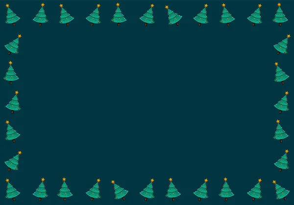 Cornice con alberi di Natale su sfondo blu — Vettoriale Stock