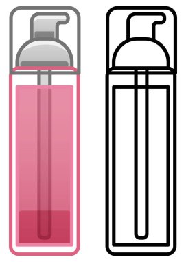 İki versiyonda bir şişe pembe temizleyici.