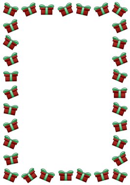 Kırmızı Noel hediye kutularıyla dikdörtgen çerçeve