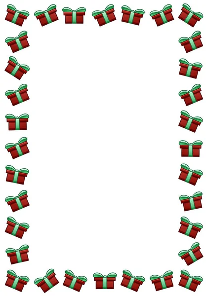 Cornice rettangolare con scatole regalo di Natale rosse — Vettoriale Stock