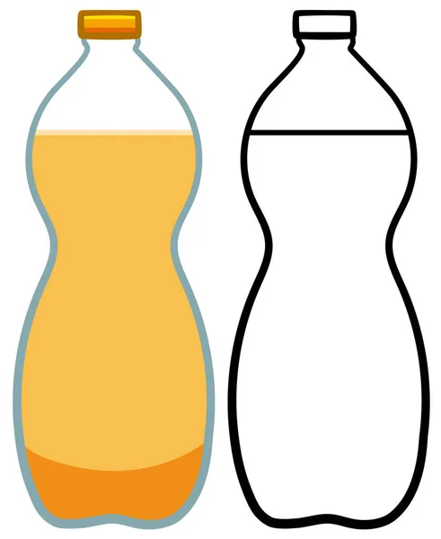 Plastová láhev od limonády v barevné a linkové verzi — Stockový vektor