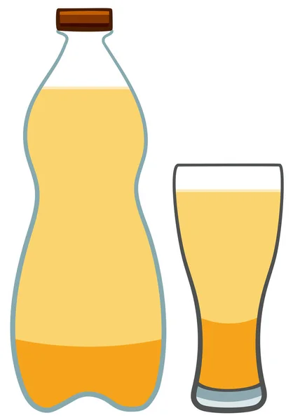 装啤酒的塑料瓶和玻璃杯 — 图库矢量图片
