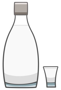 Votka izole edilmiş dolu şişe ve bardak.