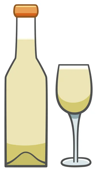 瓶子和杯子白葡萄酒孤立 — 图库矢量图片