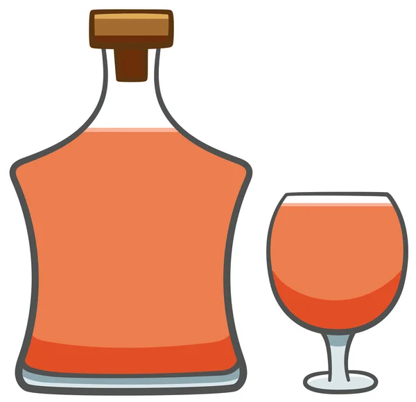 Volle Flasche und Glas mit isoliertem Cognac — Stockvektor