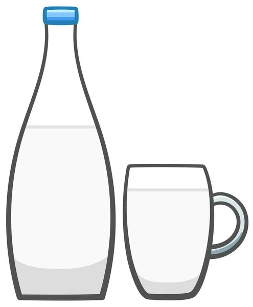 隔离矿泉水的玻璃瓶和杯子 — 图库矢量图片