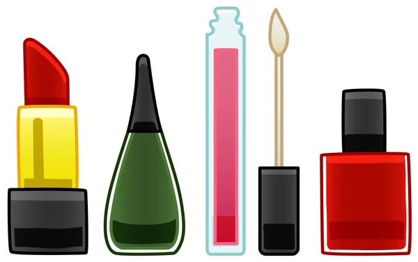 Lip gloss, lipstick and nail polish set — Stock Vector