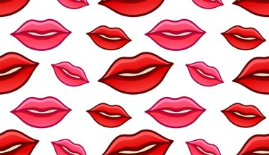 Kırmızı ve pembe dudaklar, kusursuz öpücükler.
