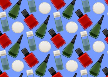 Tırnak cilası, oje sökücü ve pamuk pedi deseni.