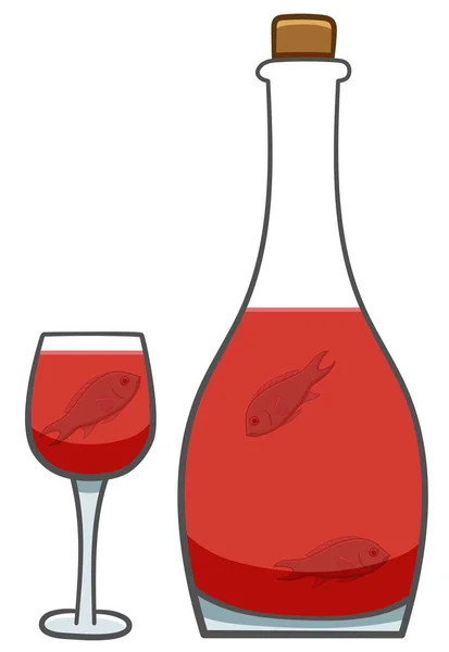 酒瓶和红酒里面都是该死的东西 — 图库矢量图片