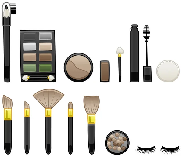 Ensemble d'accessoires de maquillage sur fond blanc — Image vectorielle