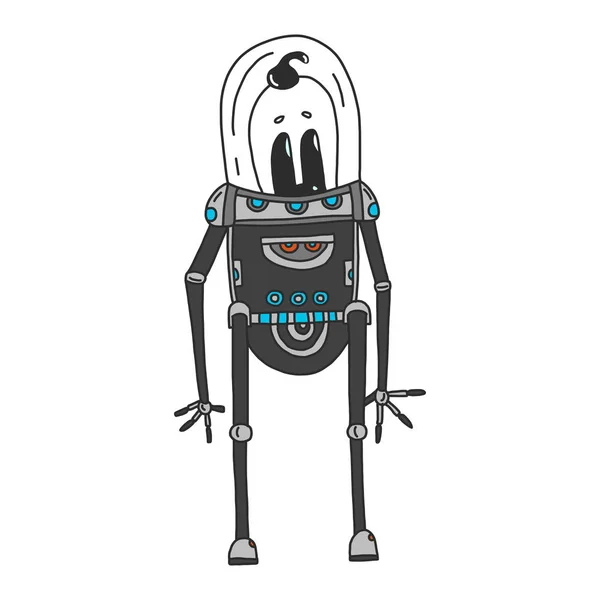 Karakter. Warna vektor ilustrasi robot kecil yang lucu. sempurna untuk situs web atau permainan kartun atau cetakan pada pakaian anak-anak - Stok Vektor