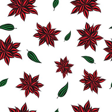 vektör çiçek afiş arka planlar ve sorunsuz desen. Zambak çiçek ve yaprakların doğrusal illüstrasyon. Butik, takı, güzellik salonu, spa, moda, el ilanı, davetiye, afiş tasarımı için konsept. El