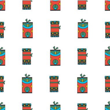 Şirin parti beyaz arkaplanda kusursuz desenli tam renk vektör çizimi sunar.