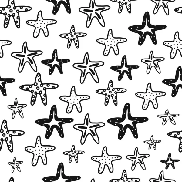 Dibujado a mano garabato patrón sin costuras con estrellas. ilustración vectorial — Vector de stock
