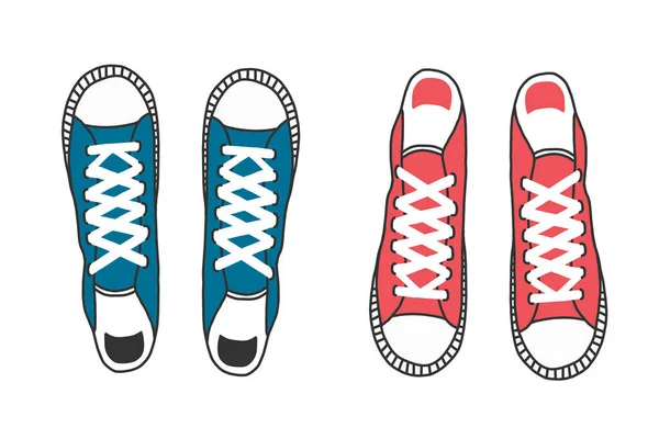 Zapatillas. Zapatos deportivos. Zapatos para correr. Ilustración vectorial sobre fondo blanco en estilo plano. Para icono, banner, póster, web . — Vector de stock