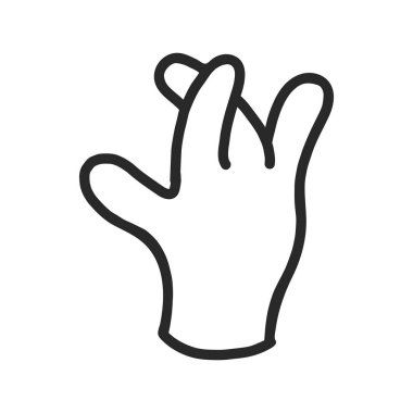 El çizgisi düz bir şekilde beyaz bir arkaplanda izole edilmiş. Elin parmakları web sitesi ve uygulama dizaynı için küçük bir nesne tutar.