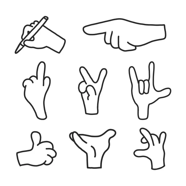 Δημιουργικό Σημάδι Σήμα Δείχνουν Χειροκίνητα Απόθεμα Δάχτυλο Χειρονομίες Εικονίδια Ένα — Διανυσματικό Αρχείο