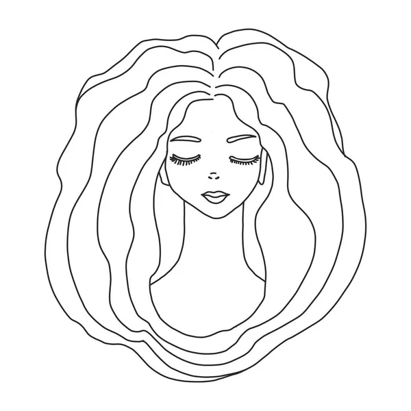 Chica de moda. Hermosa joven con el pelo largo y claro. Vector icono de salón de belleza. Cara femenina decorativa. aislado sobre fondo blanco — Vector de stock