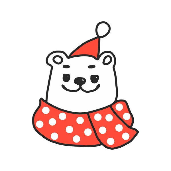 북극곰 얼굴은 아이콘으로 크리스마스 귀여운 어린이들의 캐릭터 디자인 파란색 — 스톡 벡터