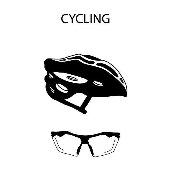 Bicycle helmet and sunglasses bike. poster or banner concept for sporting events or competitions. Suitable for Souvenirs and advertising products. vector illustration — Stock Vector