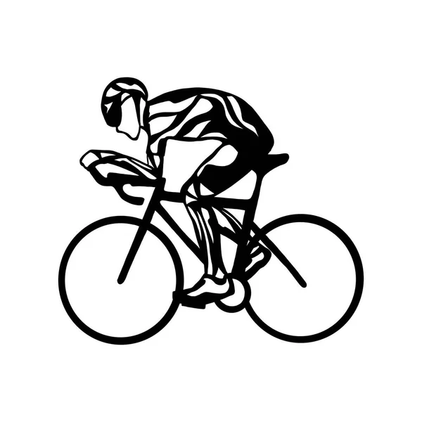 Cyclist vector. Road cycling. vector illustration in black and white. For logos, t-shirt design, banners and posters on the theme of Cycling or triathlon — Stock Vector