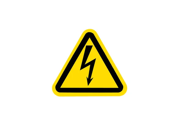 Warning Sign High Voltage Yellow Triangle Black Arrow Isolated White — Stockfoto
