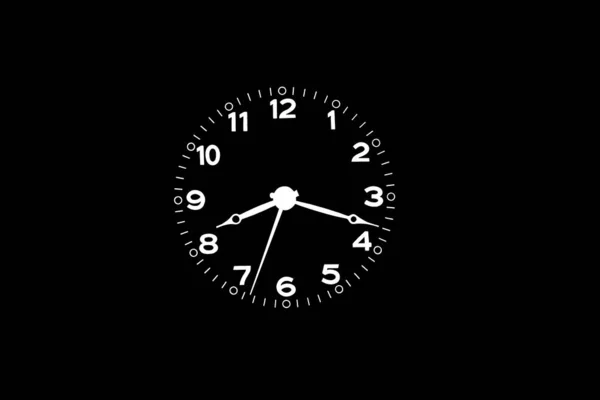 Branco Redondo Mostrador Relógio Com Setas Fundo Preto — Fotografia de Stock