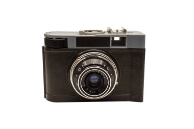 Beyaz zemin üzerinde eski bir film kamerası.