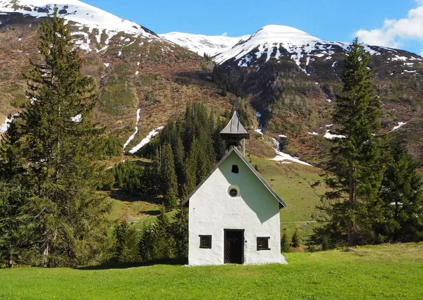 Kapelle Brida Alpsu Dieni Sedrun Oratorium Chiesetta Immersa Nella Natura — Stockfoto