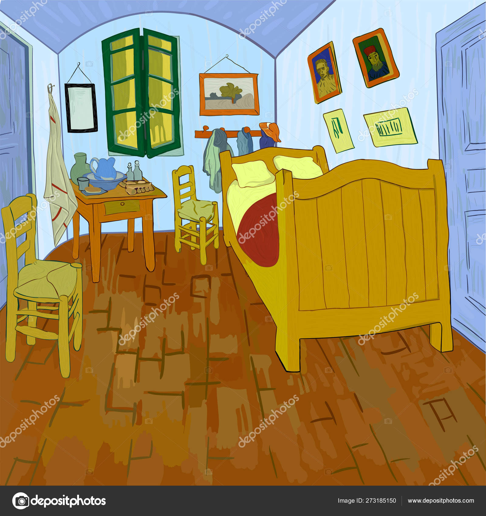 Van Gogh S Bedroom Stock Vector C Yuliya Darafei 273185150