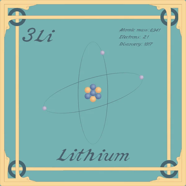 Elemento tavola periodica. Icona colorata al litio . — Vettoriale Stock