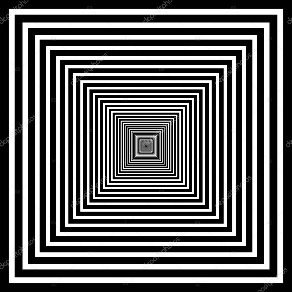 Optical art. Geomrtric black and white abstract illusion. Vector.