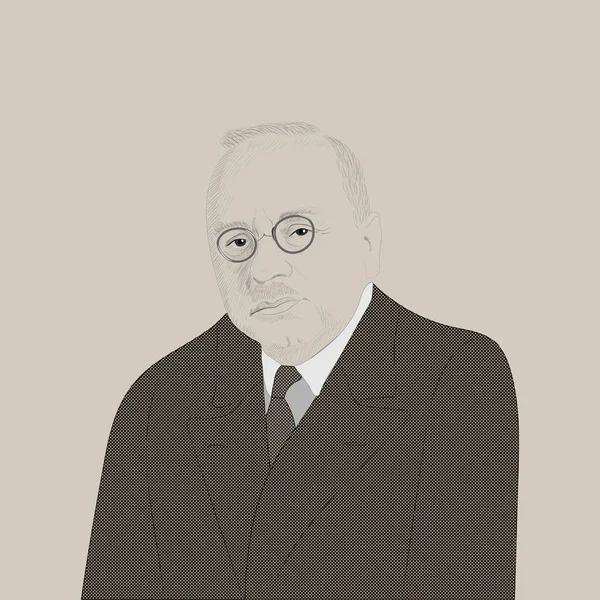 Alfred Adler Porträt Schöpfer Des Systems Individueller Psychologie Handgezeichnete Illustration — Stockvektor