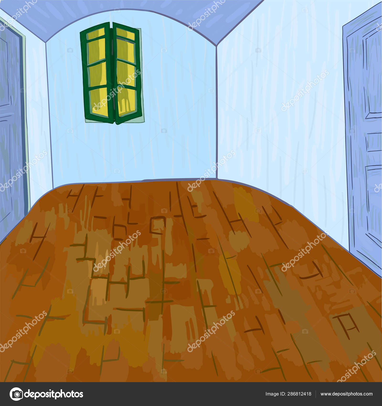 Van Gogh S Bedroom Without Furniture And Things Stock