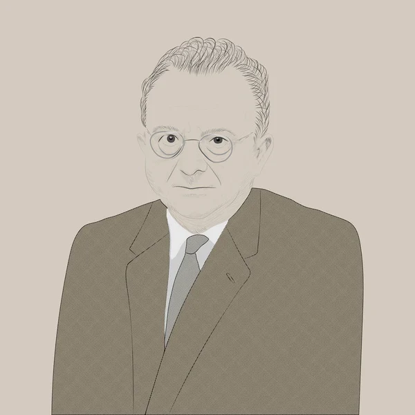 Retrato Erich Fromm Sociólogo Alemán Filósofo Psicólogo Social Psicoanalista Representante — Vector de stock