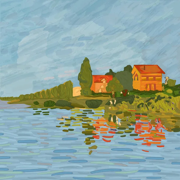 Paysage urbain dans le style Claude Monet . — Image vectorielle