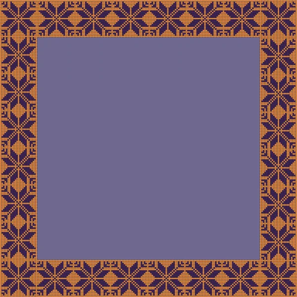 Noorse traditionele ornament. Vierkant frame met geometrische ornament. Breien patroon. — Stockvector