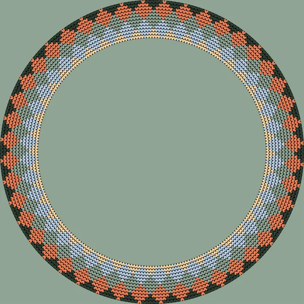挪威传统装饰品。圆形框架与几何装饰。针织图案. — 图库矢量图片
