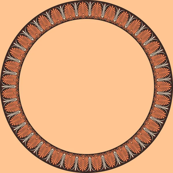 圆形框架与希腊棕榈装饰. — 图库矢量图片