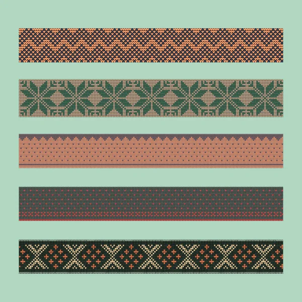 Ornement traditionnel norvégien. Frontières avec ornement géométrique. Modèle de tricot . — Image vectorielle