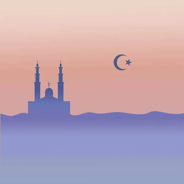 Muslimische Moschee, Halbmond und Stern. — Stockvektor