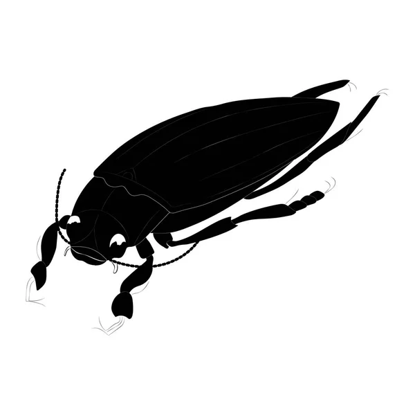 Beetle Kolbensilhouette Isoliert Auf Weißem Hintergrund Vektor — Stockvektor