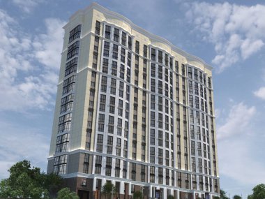 3d modern yüksek doğmak 3D çizim oluşturma