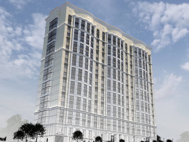 3d modern yüksek doğmak 3D çizim oluşturma